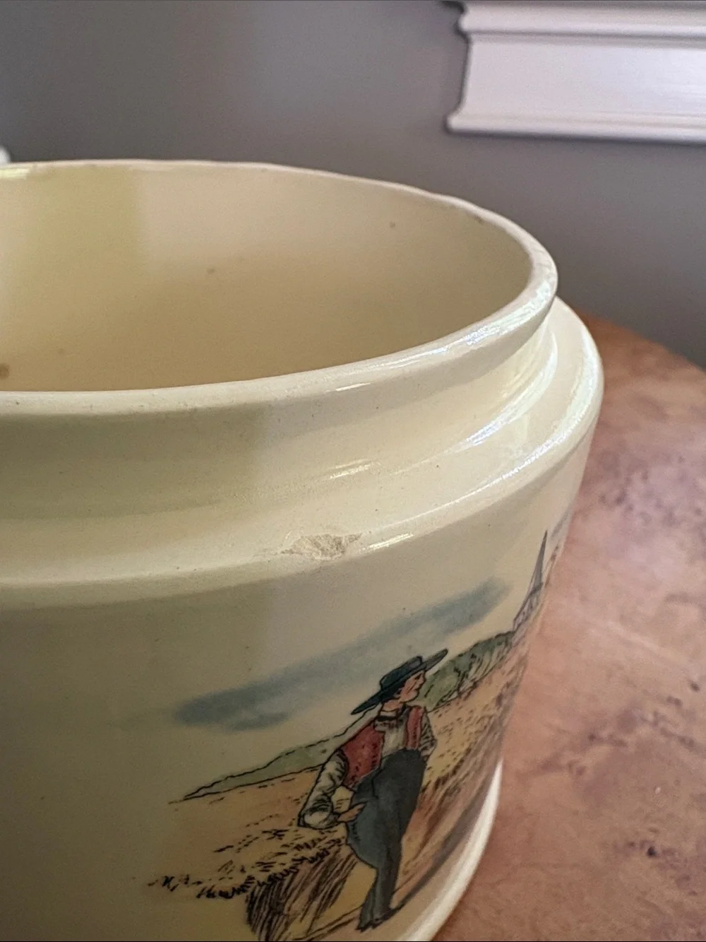 Vintage Illustrated Ceramic Canister Set — Cream with Multicolor Scene